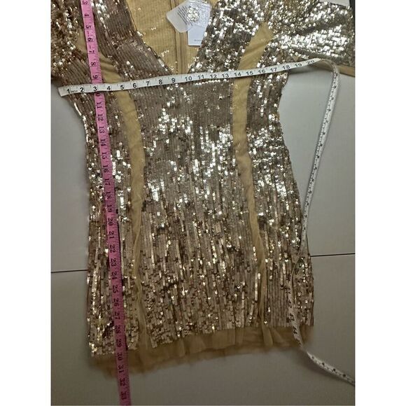 Lovers + Friends Women's Sequin Lux Mini Dress Gold Size Large - Picture 8 of 11